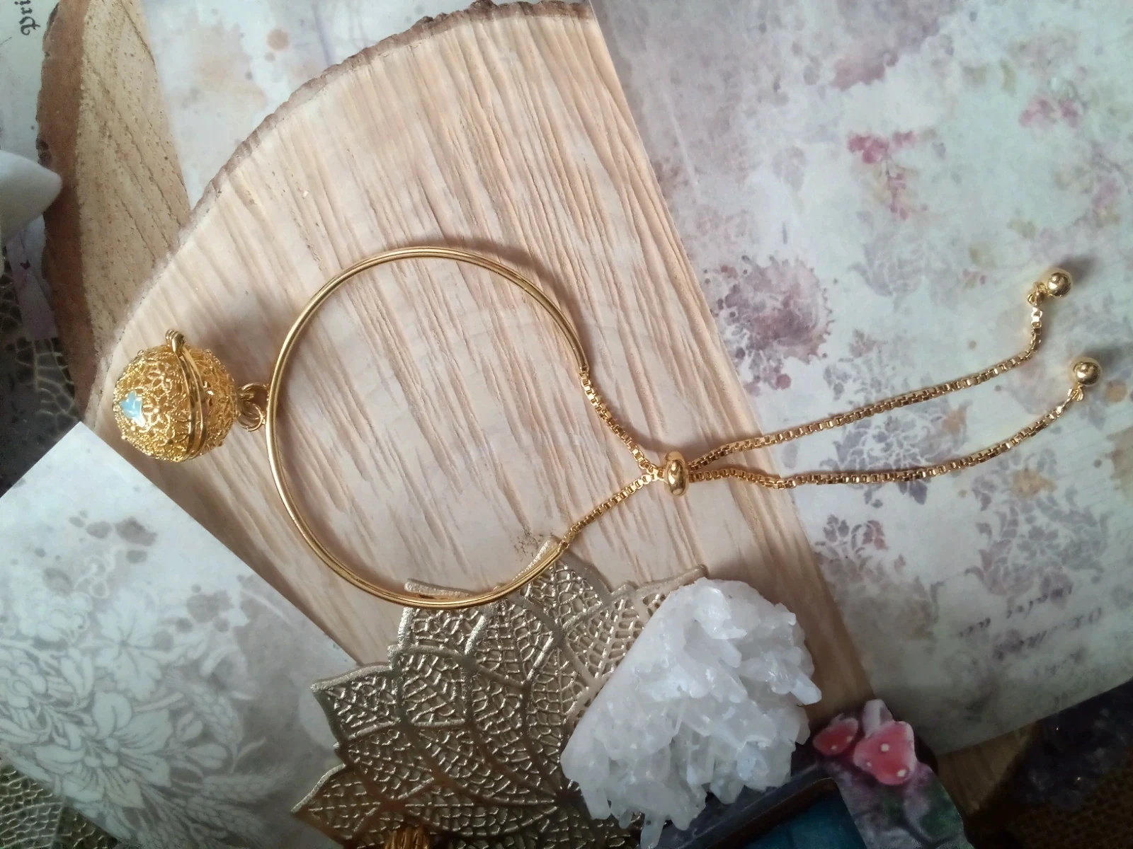 Bracelet pendentif bola doré et bleu – photo 4
